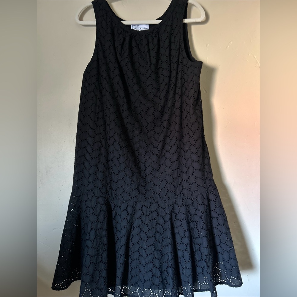 David Meister Black Eyelet Sleeveless Scoop Neck Sundress Sz XL